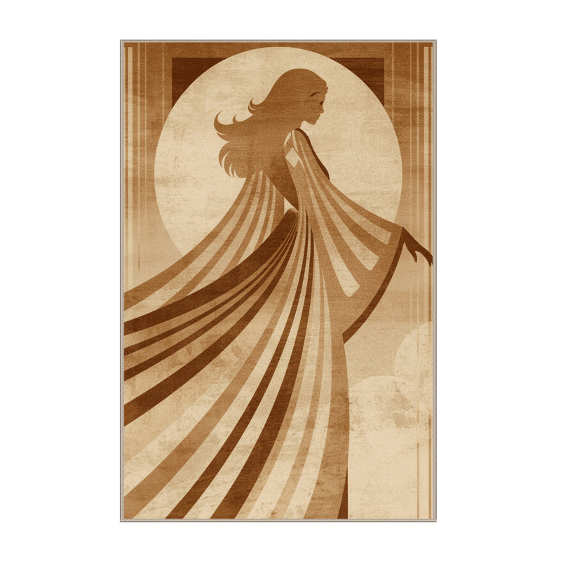 Tapis art déco brun foncé et beige lavable à la machine Cumberland Sorceress, 8 x 10