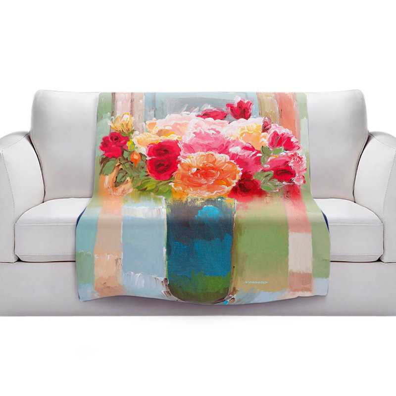 Couverture sherpa doux bouquet de love, l 68 po x L 80 po