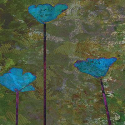 Teal Poppies II by Ricki Mountain - Wrapped Canvas Art Prints