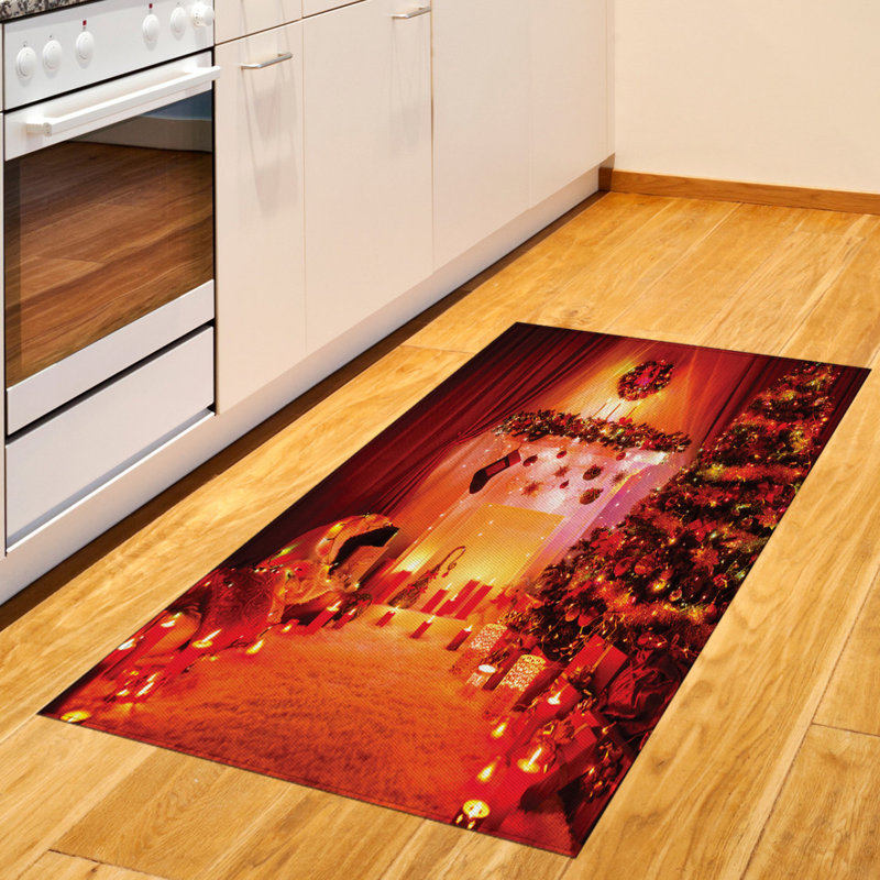 Tapis décoratif de Noël à haute densité en fibres de polyester à longs fils, Rectangle 2 pi 7 po x 5 pi