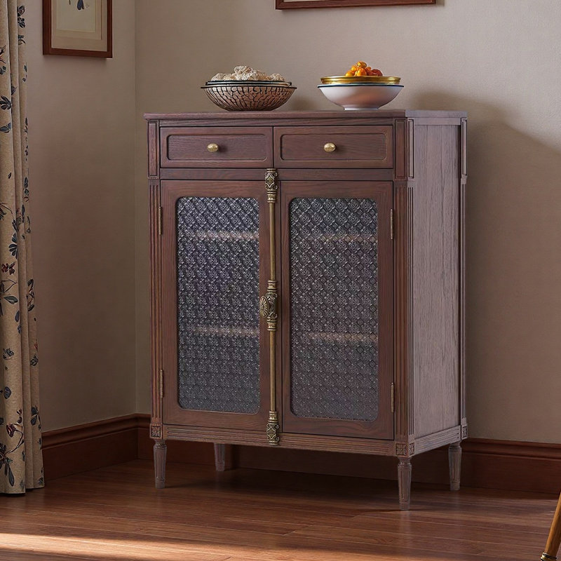 Armoire en verre multifonctionnelle de style américain, Marron foncé