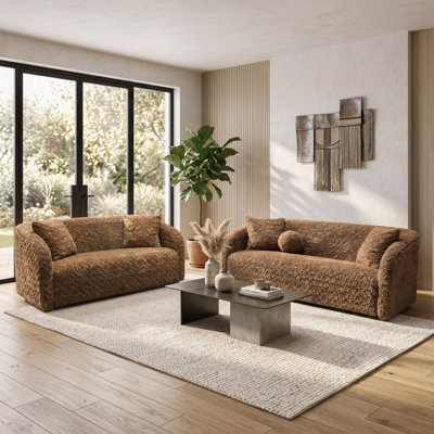 Ensemble de canapé courbé 2 pièces avec coussin décoratif