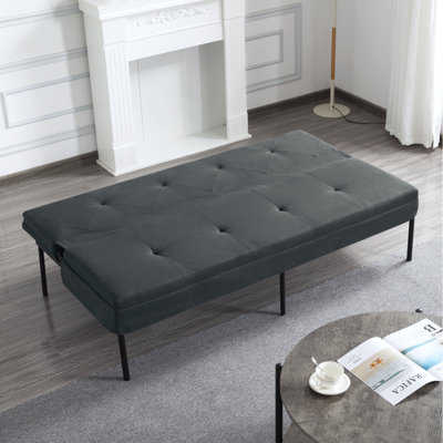 Gray 3-Seater Futon Sofa Bed, Twin Folding Sleeper Sofa, Sturdy Metal Frame, Skin-Friendly Polyester Upholstery, Adjustable Backrest, Convertible Couch For Small Spaces, Apartment, Dorm, Office