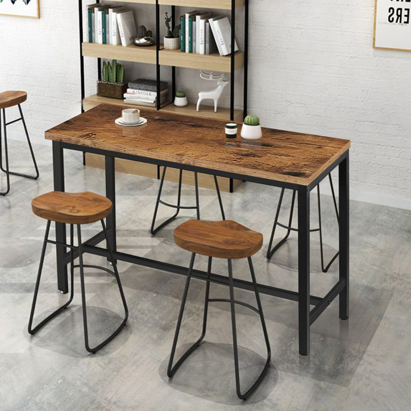 Grimmett Bar Height Dining Table, Metal Base Dining Table, Bar Table, Pub Table, Narrow Rectangular Bar Table