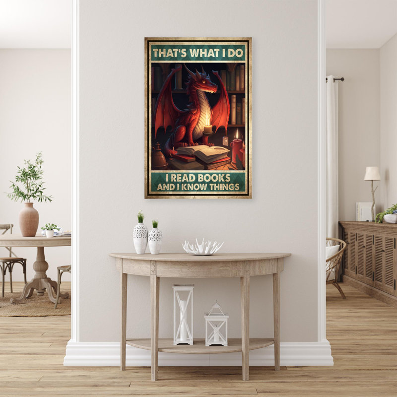 " Dragon I Read Books ", 36" H x 24" W x 1.25" D