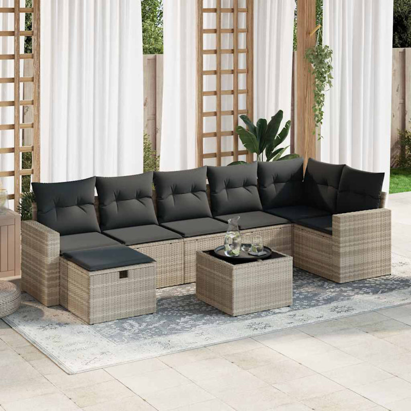  Garden Sofa Set Light Grey