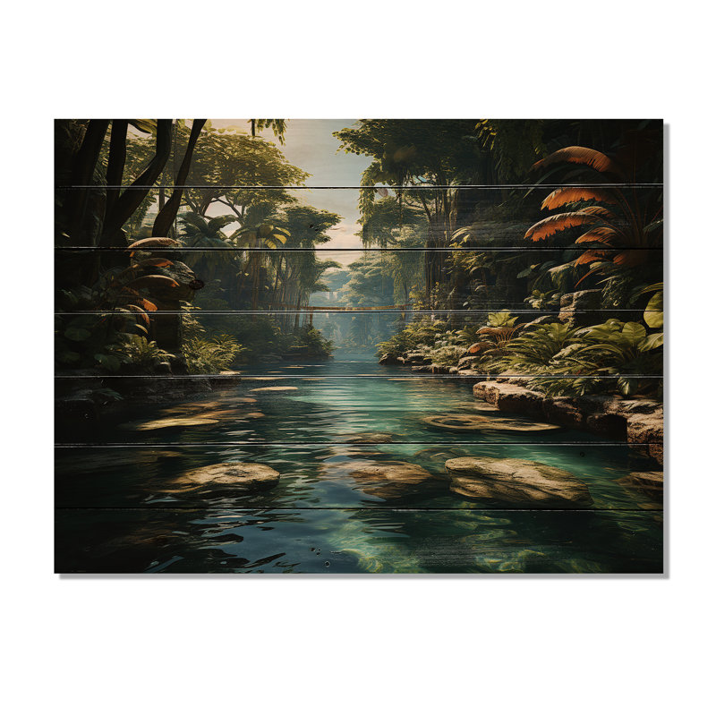 Larmar, oasis tropicale dominicaine II sur bois, H 30 po x l 40 po x P 0,78 po