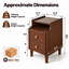 Table de chevet 2 tiroirs en bois massif avec rangement escamotable et panneau coulissant