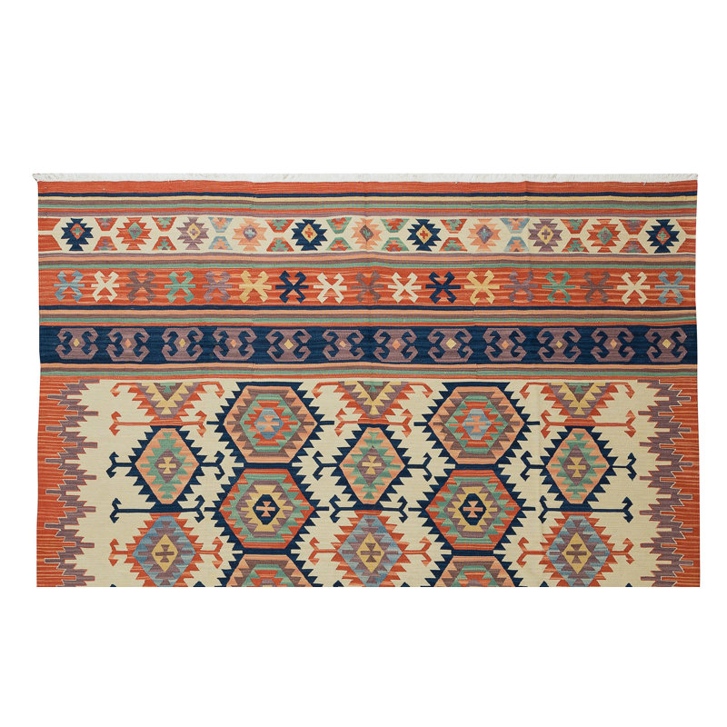 Tapis fait à la main 6,4 x 7,8 pi Kilim Turkish
