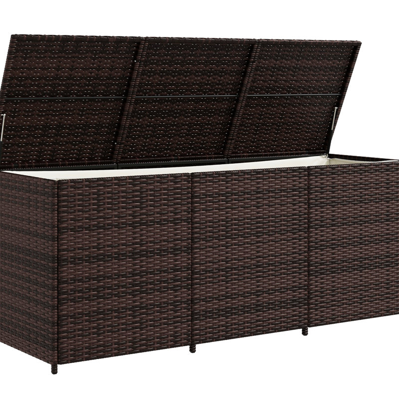 Coffre de terrasse de 175 gallons - PE avec doublure intérieure pour rangement extérieur mélangé brun pour piscine