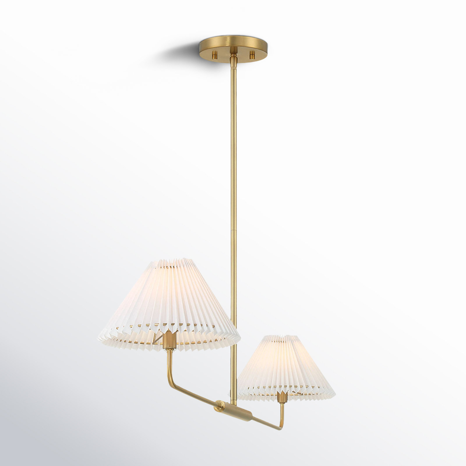 Pearson 2-Light Chandelier, Natural Brass