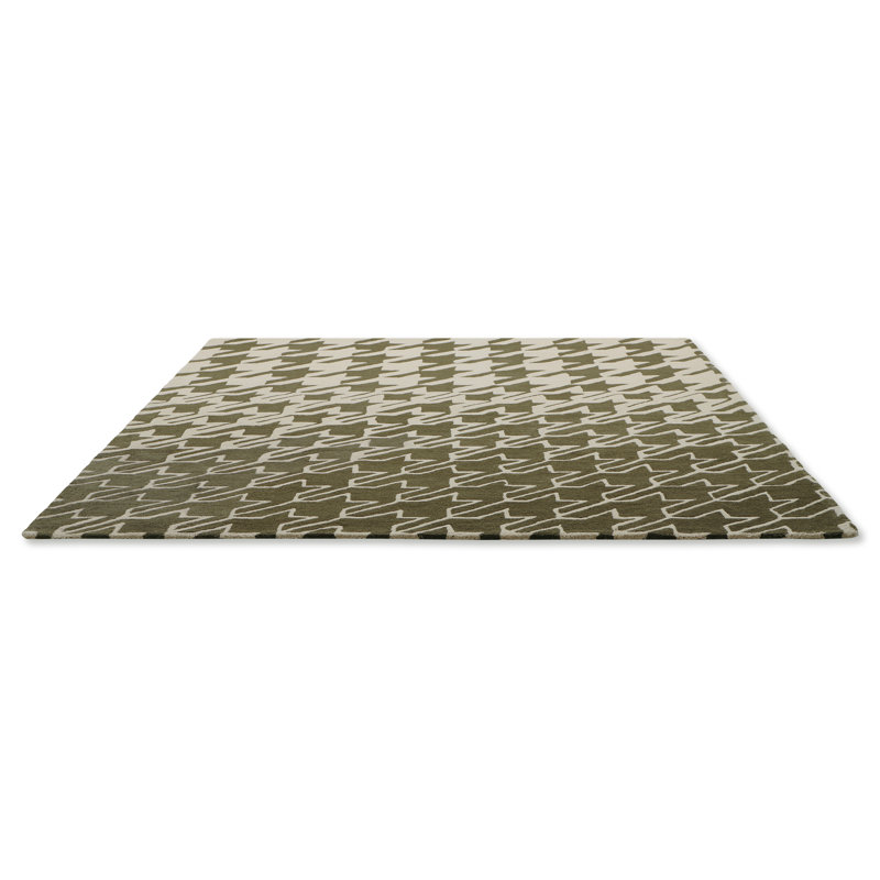Wool Houndstooth Area Rug in Gray/Beige, Rectangle 6'7" x 9'2"