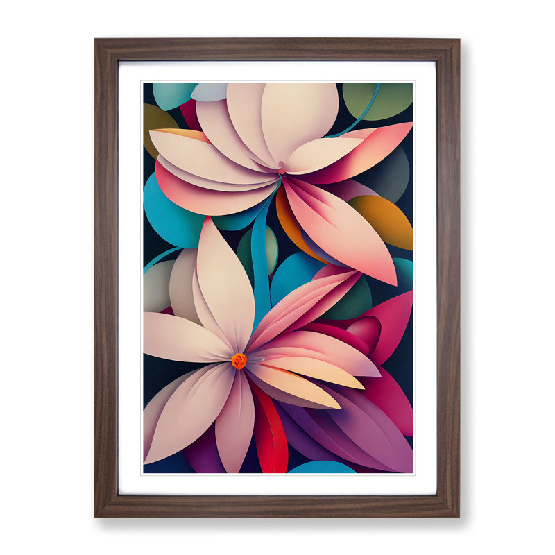 The Cosmopolitan Flowers Abstract - Framed Print, 34cm H x 25cm W x 2cm D, Walnut Framed
