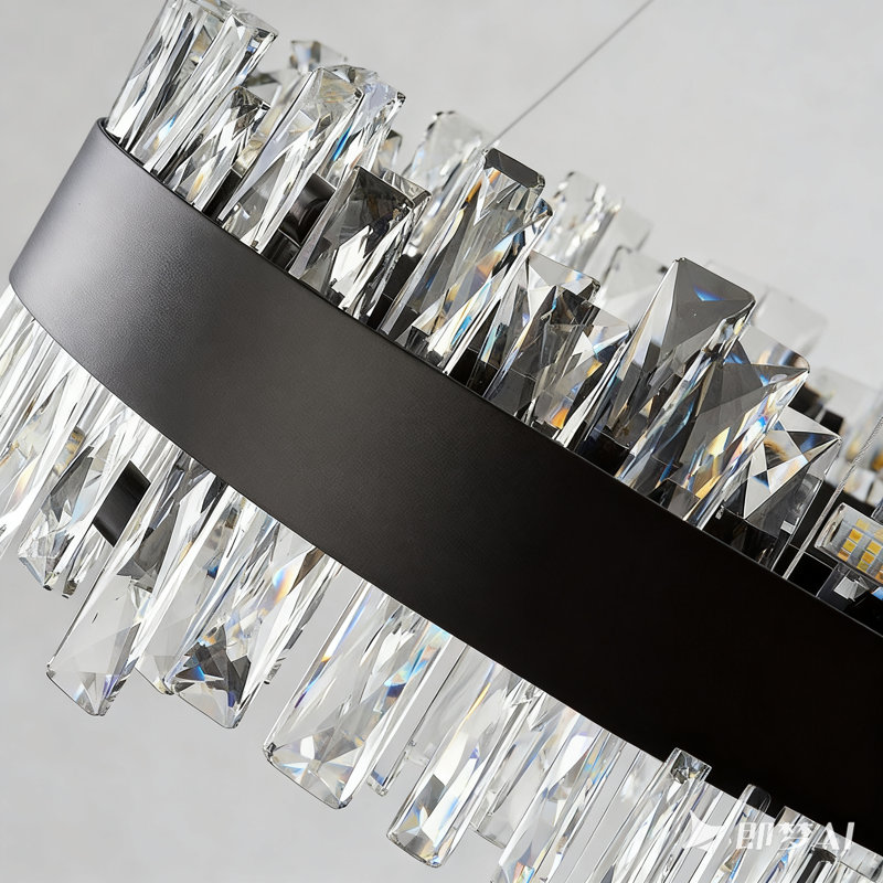 Lustre rond en cristal K9 de 31,5 pouces à intensité variable avec hauteur réglable pour la salle à manger et la cuisine, 16