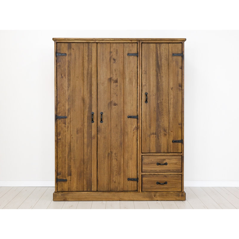 Dollard 3 Door Solid Wood Wardrobe, 190cm H x 158cm W x 60cm D