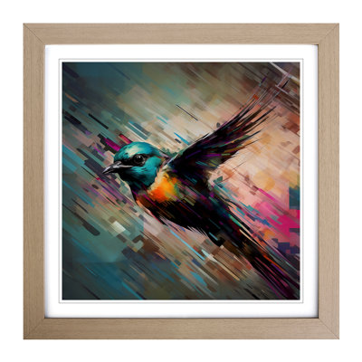 Swallow Glitch Art - Single Picture Frame Print on Wood