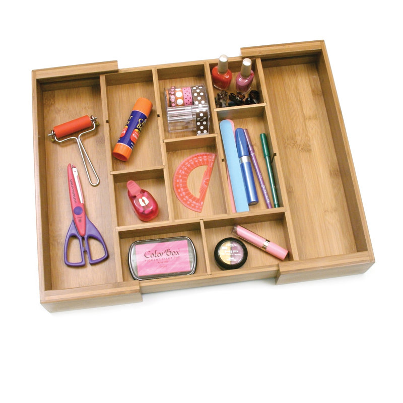 Natural Bamboo Expandable Organizer with Removable Dividers