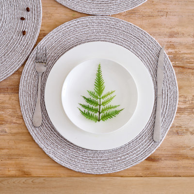 6-pack, Two Tone Cotton 15" Round Woven Placemat Sets