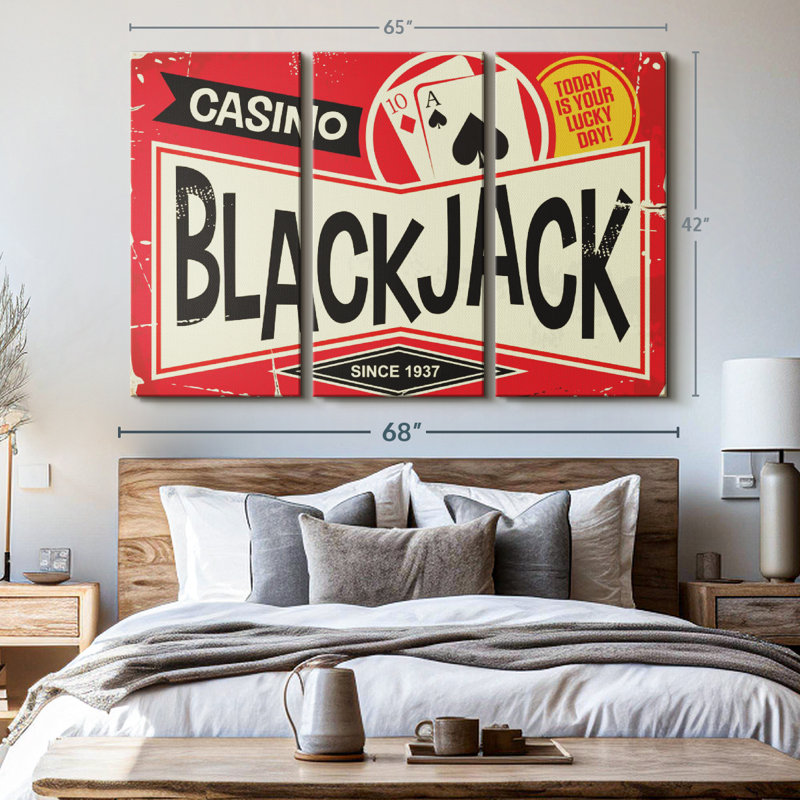 «Retro Blackjack Sign» sur toile, H 42 po x l 65 po x P 1,25 po