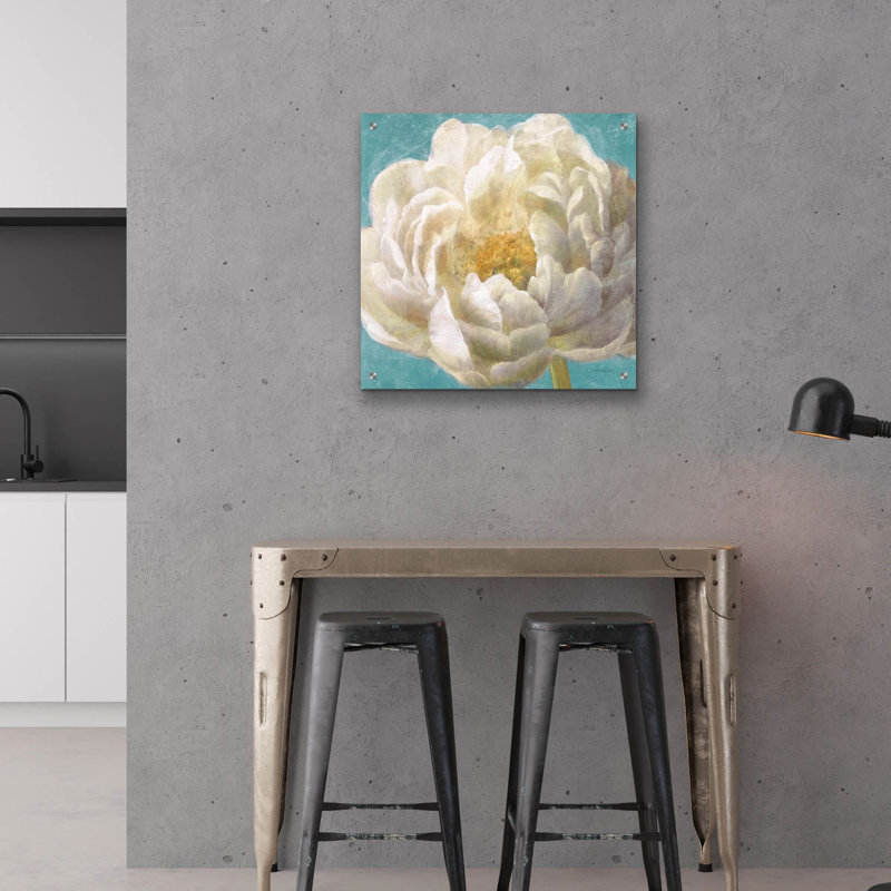 «Turquoise Bloom 2» par Danhui Nai, art mural en verre acrylique, 24 po x 24 po, H 24 po x l 24 po x P 0,2 po