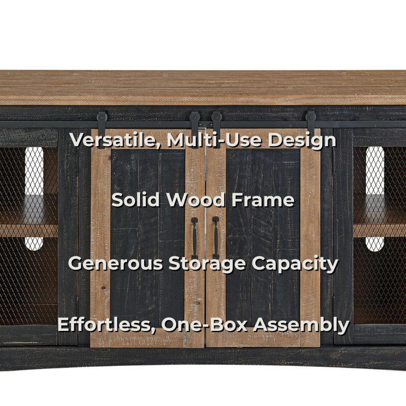 Kinsella Solid Wood TV Stand, Black/Driftwood