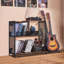 Meuble pour platine vinyle à 3 niveaux avec support pour guitare, pouvant contenir jusqu'à 300 disques, avec structure en métal ajouré, idéal pour le salon ou la chambre à coucher, noir.