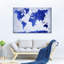 Carte du monde bleu vif sur toile-285112830