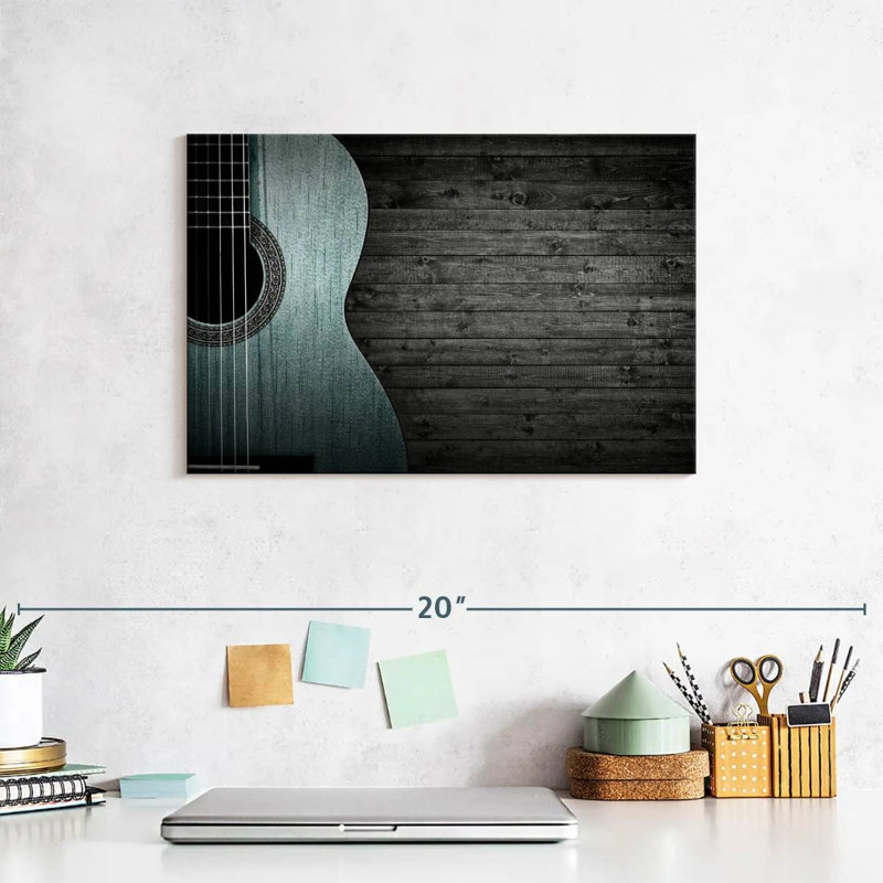 Abarca Vignette, guitare bleue, H 8 po x l 12 po