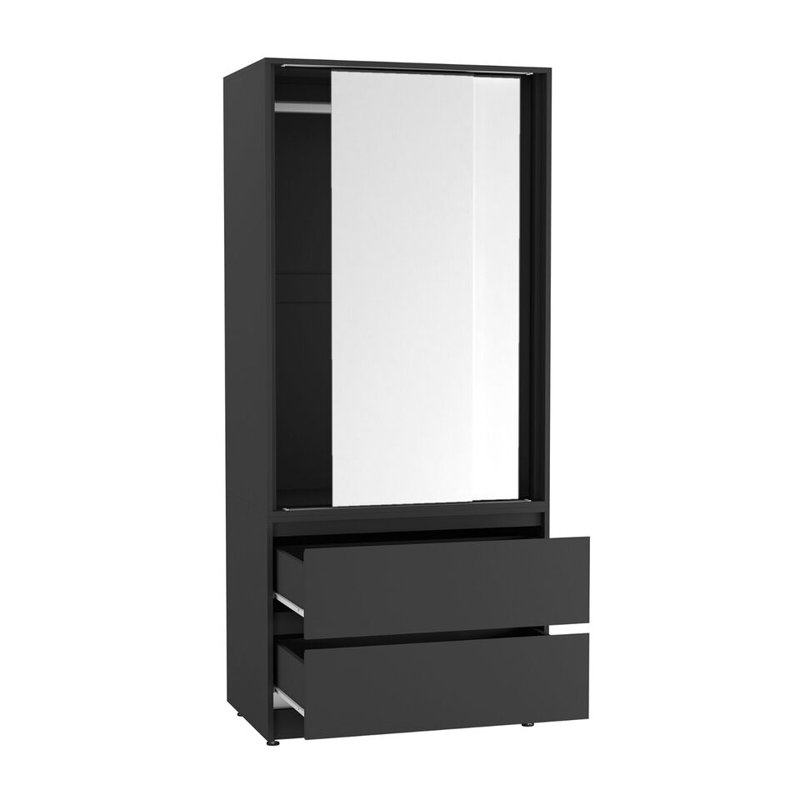 Solid Wood Wardrobe, Black/White
