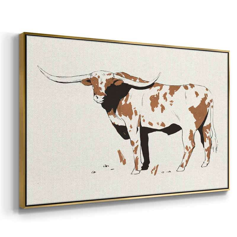 Toile encadrée de qualité supérieure Terre Cotta Steer II - prête à être accrochée, H 25 po x l 37 po x P 2 po