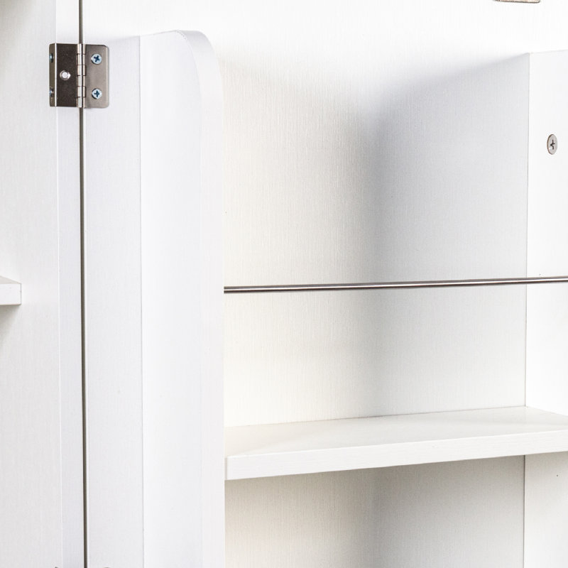 Haut buffet étroit en MDF blanc avec tablettes réglables pour l'organisation de la cuisine, 57.4" H x 62.99" W, White