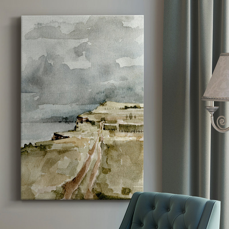 Rainy Coast II - peinture sur toile tendue, H 27 po x l 16 po x P 1 po