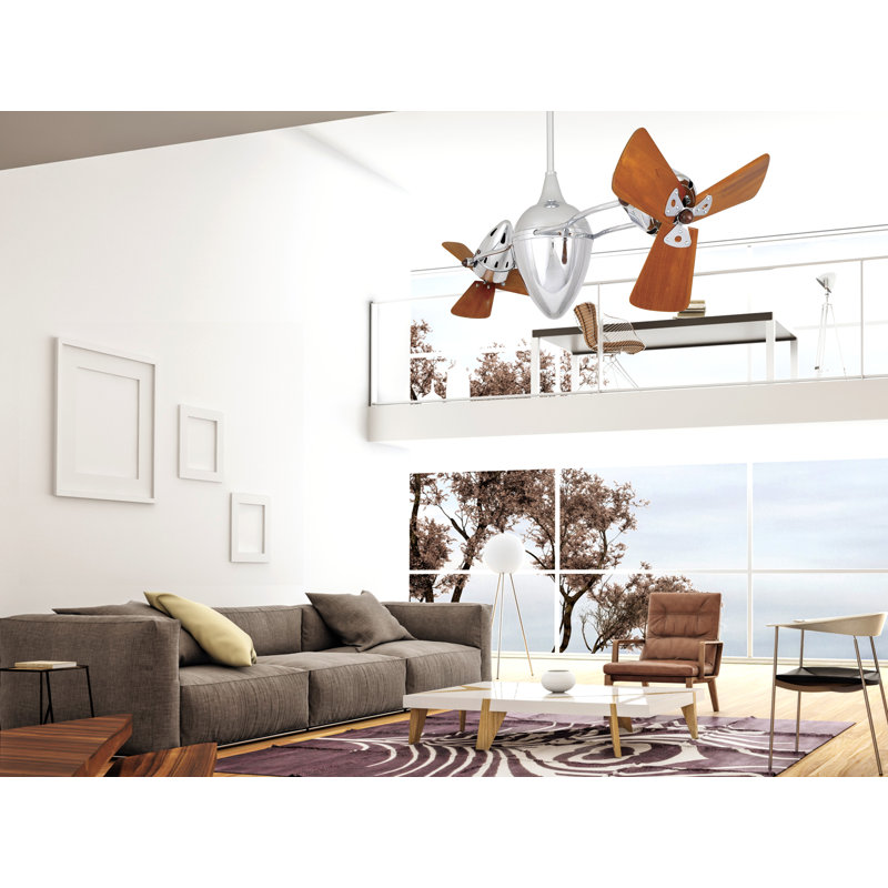 48" Ar Ruthiane 3 Blade Ceiling Fan, Brushed Brass
