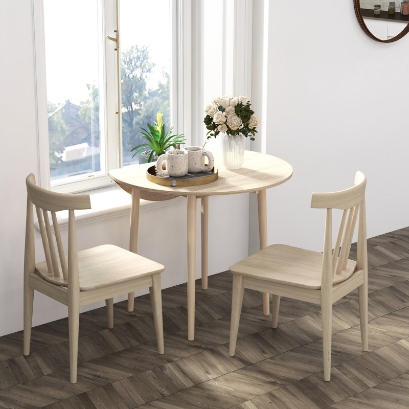 Table de salle à manger pliante de 35 po pour les petits espaces, pieds en bois massif, couleur chêne, différentes occasions en chêne, s'utilise dans les espaces