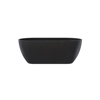 63" Terrazzo Freestanding Solid Surface Tub Outdoor Stone Concrete Soaking Bathtub In Black