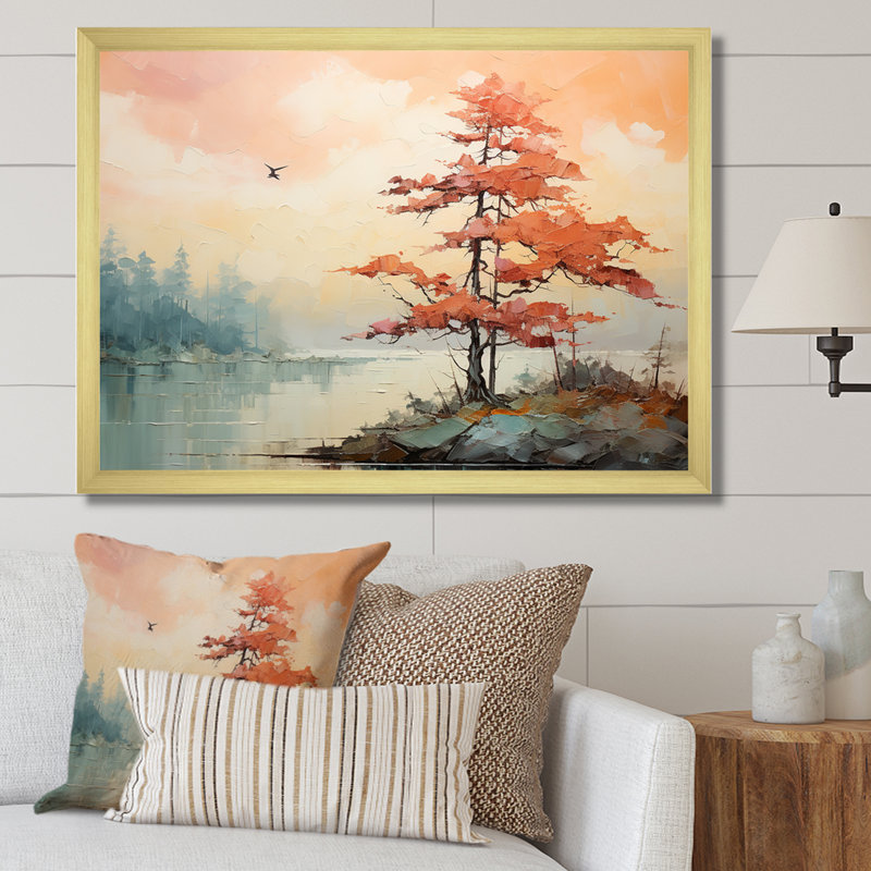 «Expressionist Vibrance Of Raimbow Tree II», reproduction sur toile, White Picture Framed, 16" H x 32" W