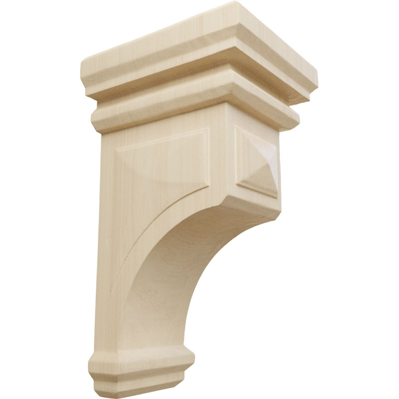 Small Natural Rubberwood Decorative Corbel, 4"W x 4.75"D x 8"H