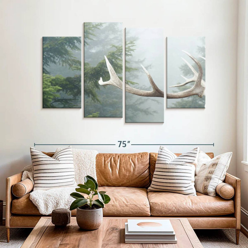 Deer Antler And Pines, 42" H x 68" W