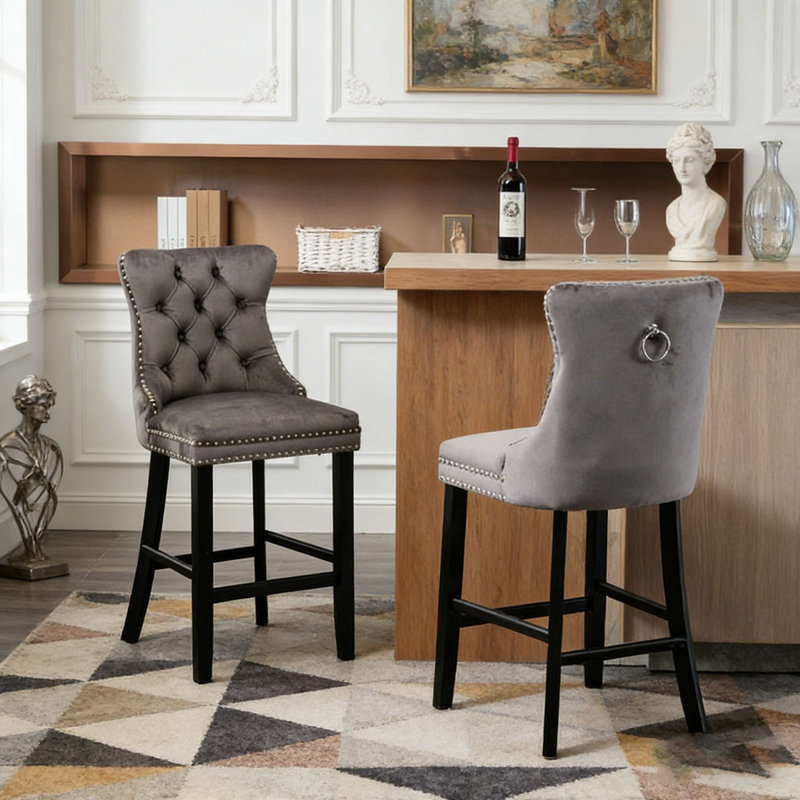 Chaise de salle à manger rembourrée moderne, Gris