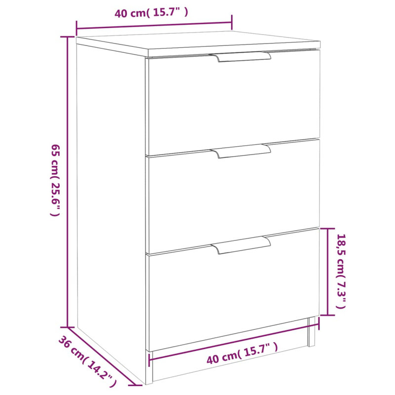 40cm W Manufactured Wood Bedside Table