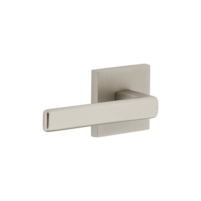Viaggio Quadrato Rosette Privacy (Bed & Bath) with Lusso Lever, Left, 2.375", Satin Nickel