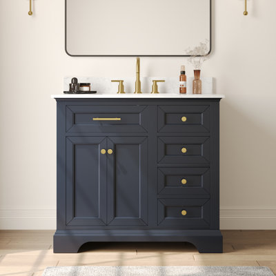  Meuble-lavabo simple 36 po avec dosseret Heritage, 3 couleurs disponibles: blanc / bleu marine / gris