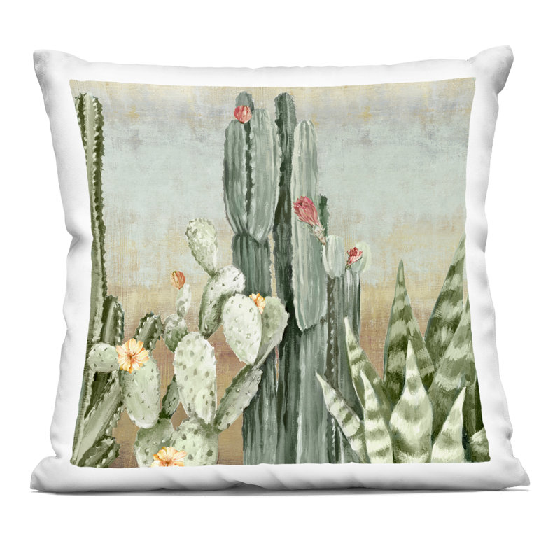 Coussin décoratif imprimé Bloom Bloom parmi les épines par Luna Mavis, Cactus 1