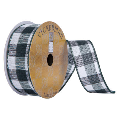 2.5" x 10 Yards Dark Green Plaid Christmas Ribbon