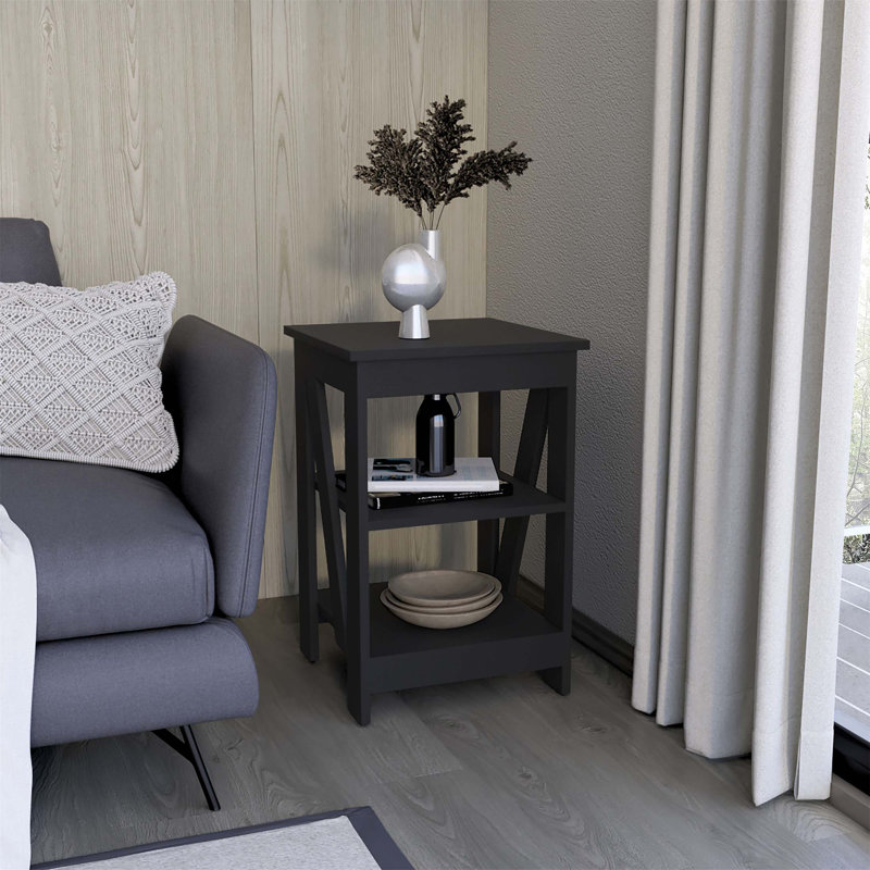 Table de bout Taylor, tablette de rangement à 3 niveaux, table d'appoint compacte et élégante pour les petits espaces et la vie moderne