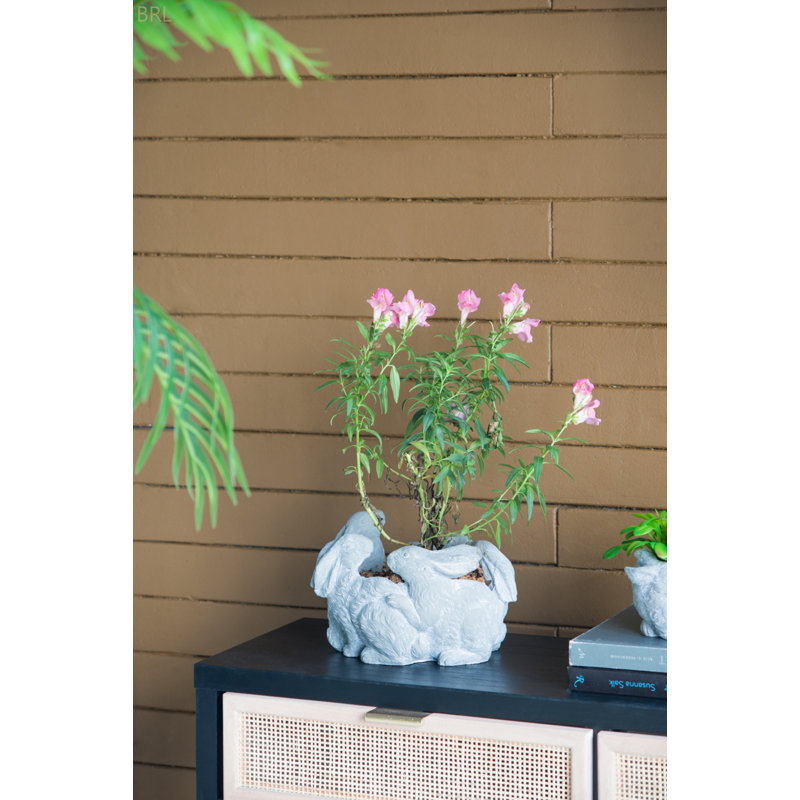 10X8x6.5" 5 Bunny Cement Planter