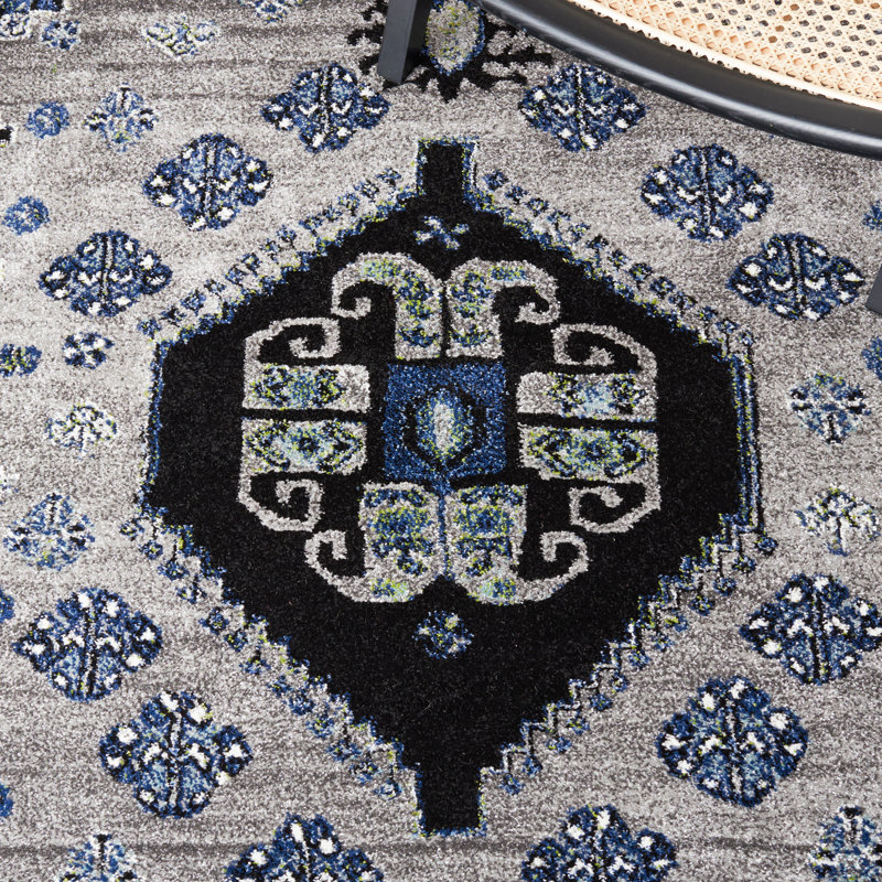 Beige and Black Synthetic Hand-knotted 4' x 6' Oriental Rug