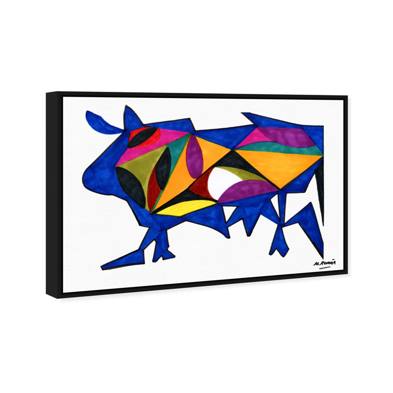 Manuel Roman - Bull Sunrise Print by Oliver Gal, 21"H x 31"W, Black Floater Frame