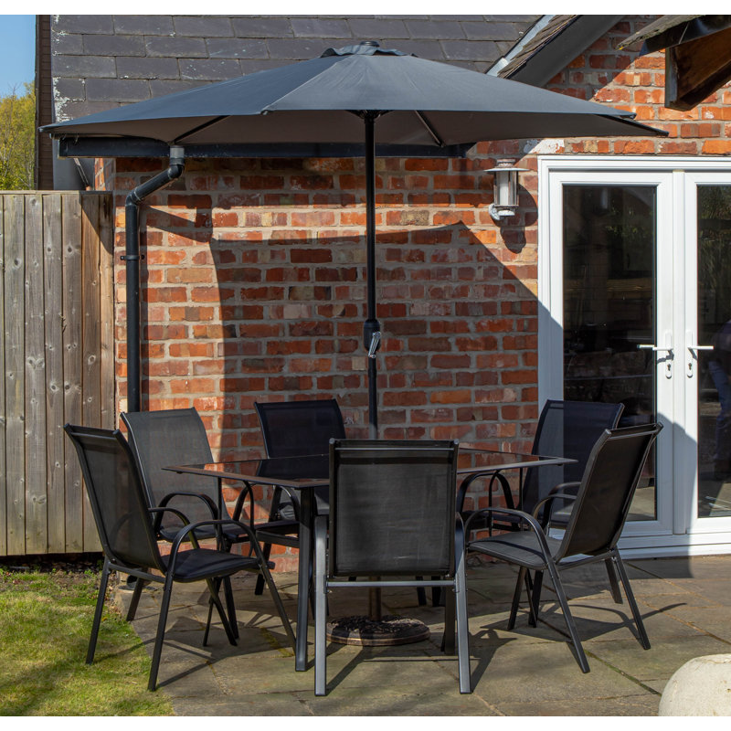 Cofield Rectangular 9 - Piece 6 - Person Outdoor Table Set, Grey