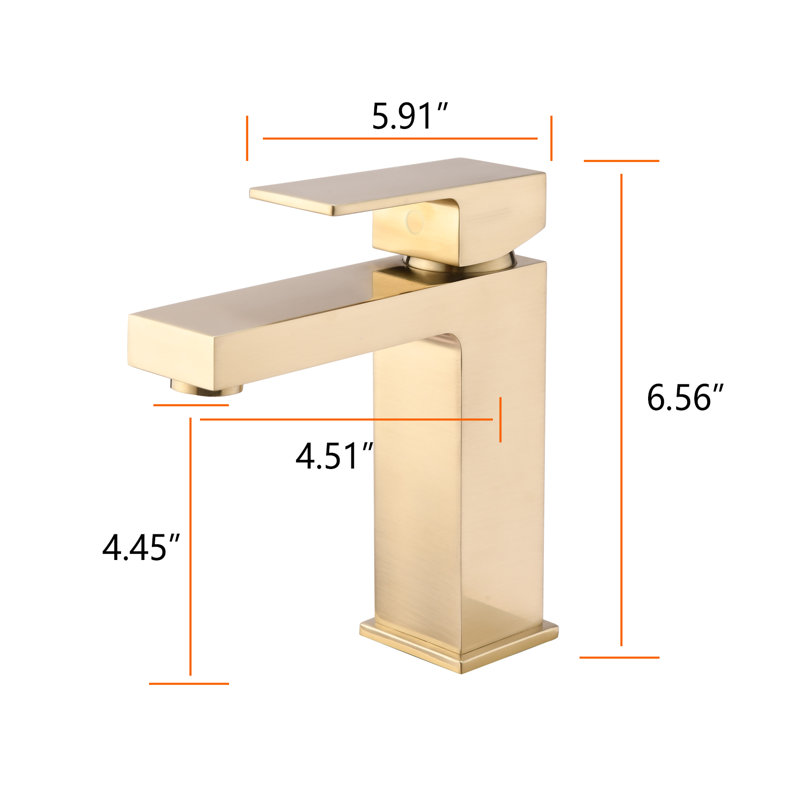 Single-handle Bathroom Faucet with Drain Assembly, Brushed Gold